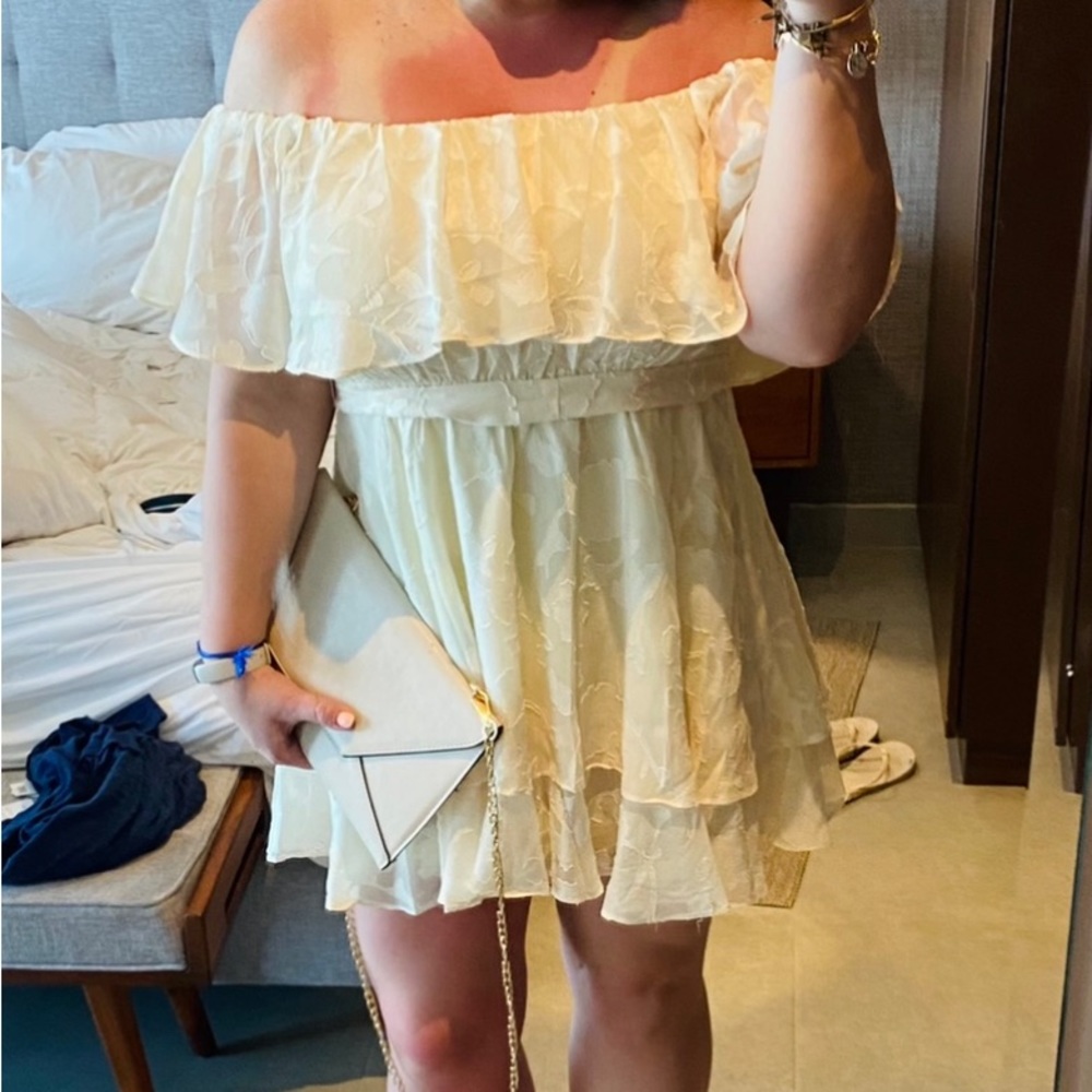 Lacey Detail Off Shoulder Dress